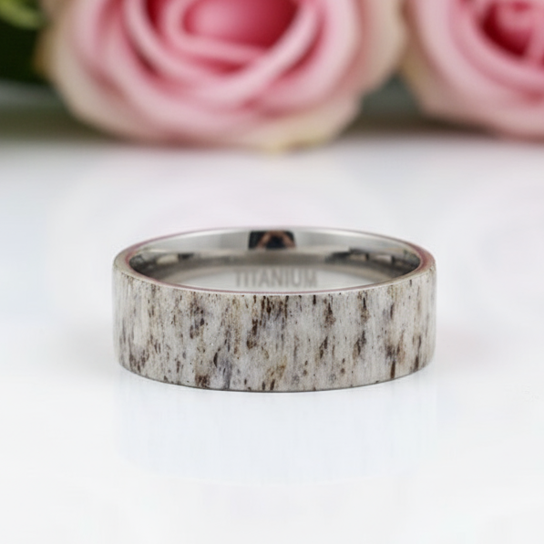 Deer Antler Titanium Wedding Band-Black Diamonds New York