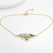 Delicate Enamel Flower with Diamond Option Necklace-Black Diamonds New York