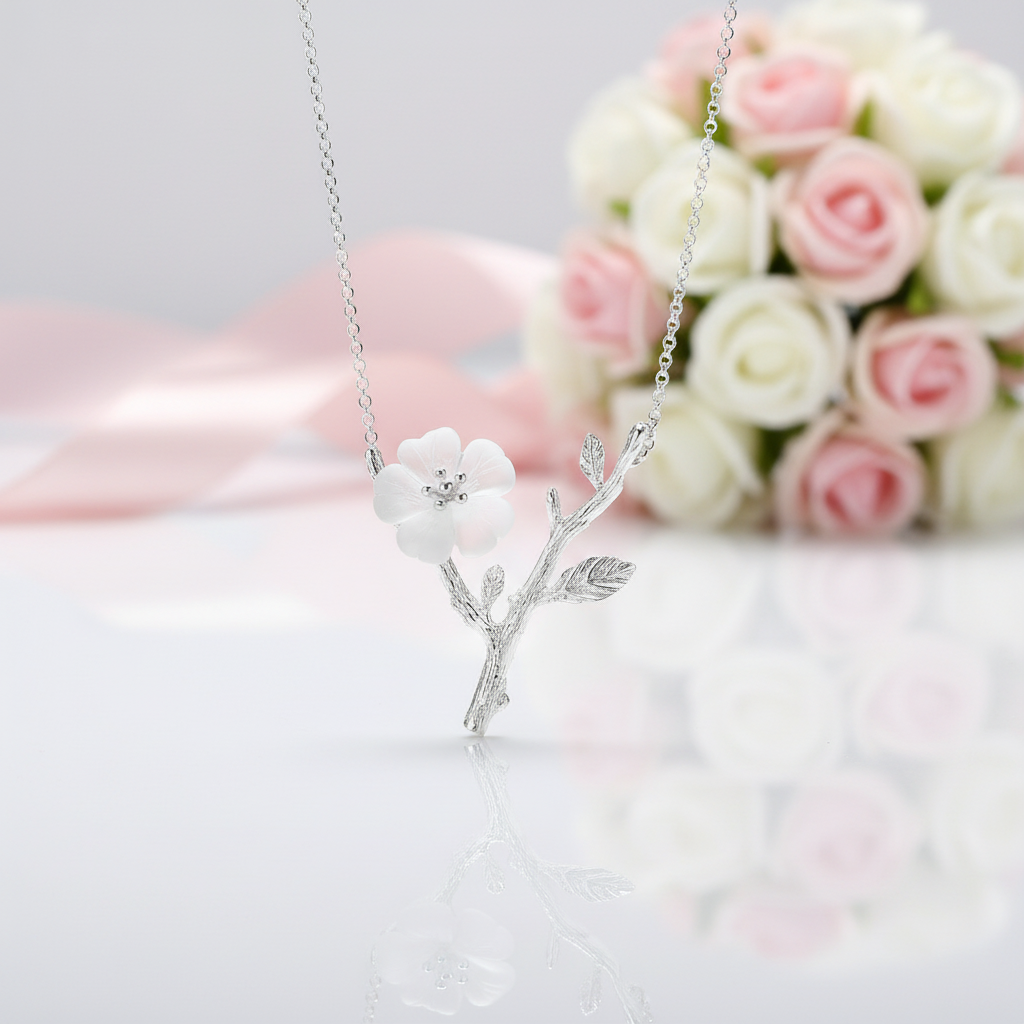 Delicate Flower in the Rain Necklace-Black Diamonds New York