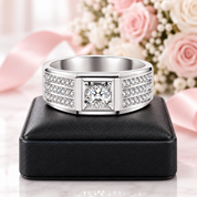 Delicate Men's Ring Rows Of Diamond Options-Black Diamonds New York