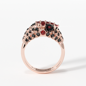 You're My Life- 14K Gold Skull, Cross Black Rose Diamond Option Gothic Promise Ring-Black Diamonds New York