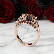 You're My Life- 14K Gold Skull, Cross Black Rose Diamond Option Gothic Promise Ring-Black Diamonds New York