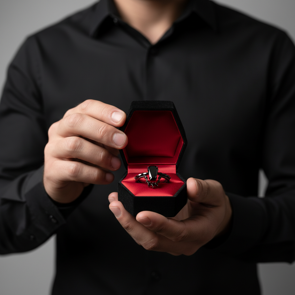 Devoted To You - Limited Coffin Cut Diamond Gothic Ring Set-Black Diamonds New York