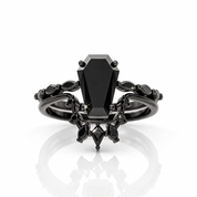 Devoted To You - Limited Coffin Cut Diamond Option Gothic Ring Set-Black Diamonds New York