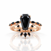 Devoted To You - Limited Coffin Cut Diamond Option Gothic Ring Set-Black Diamonds New York