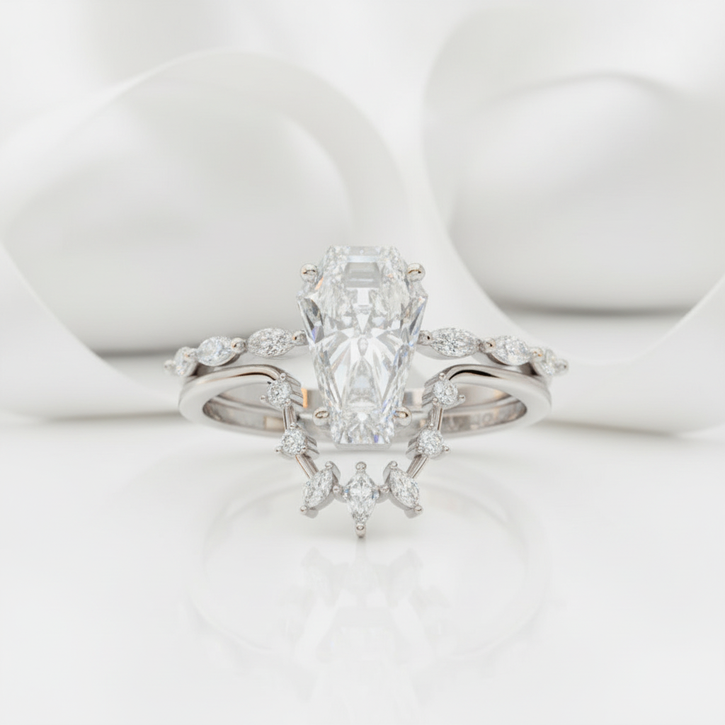 Devoted To You - Limited Coffin Cut Diamond Option Gothic Ring Set-Black Diamonds New York