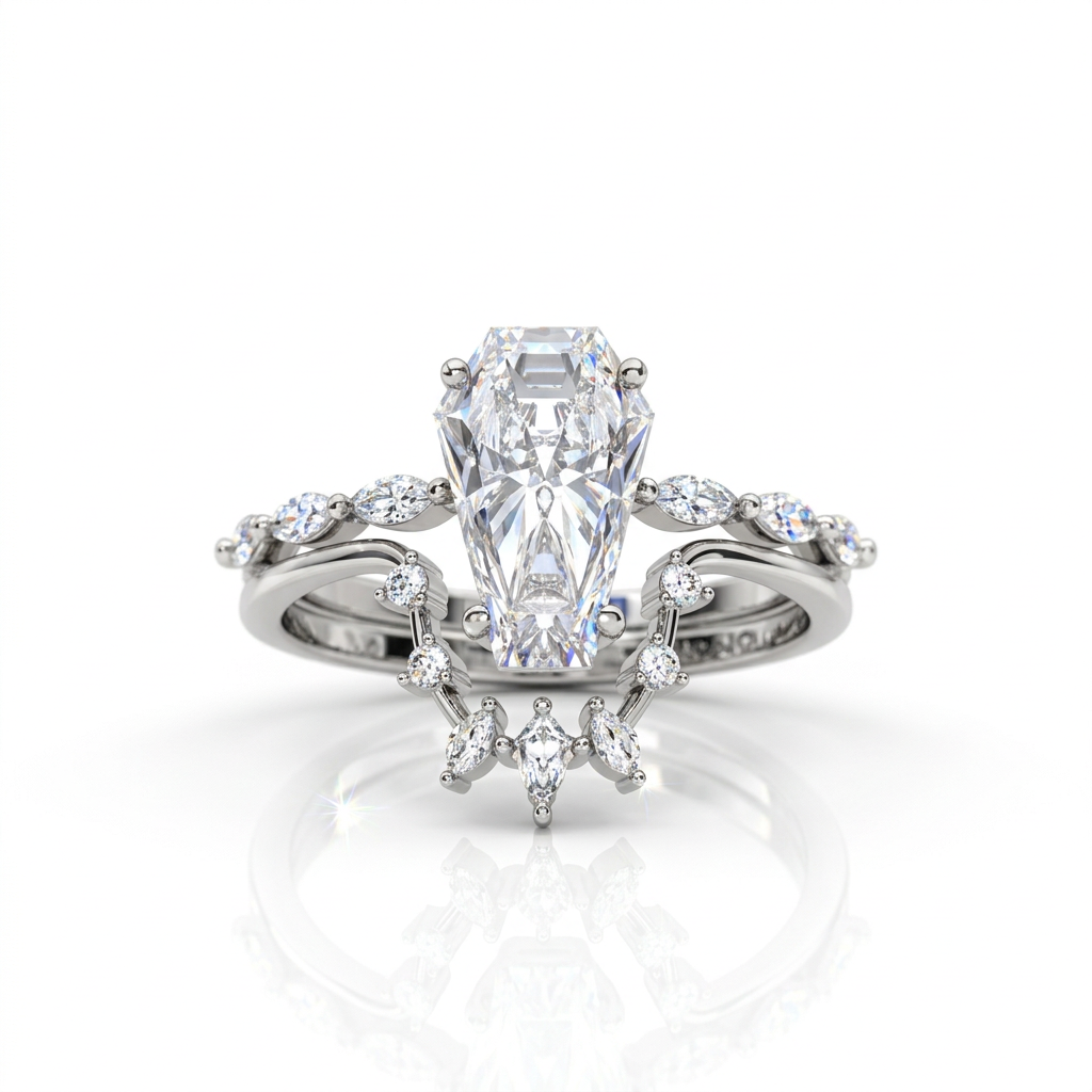 Devoted To You - Limited Coffin Cut Diamond Option Gothic Ring Set-Black Diamonds New York