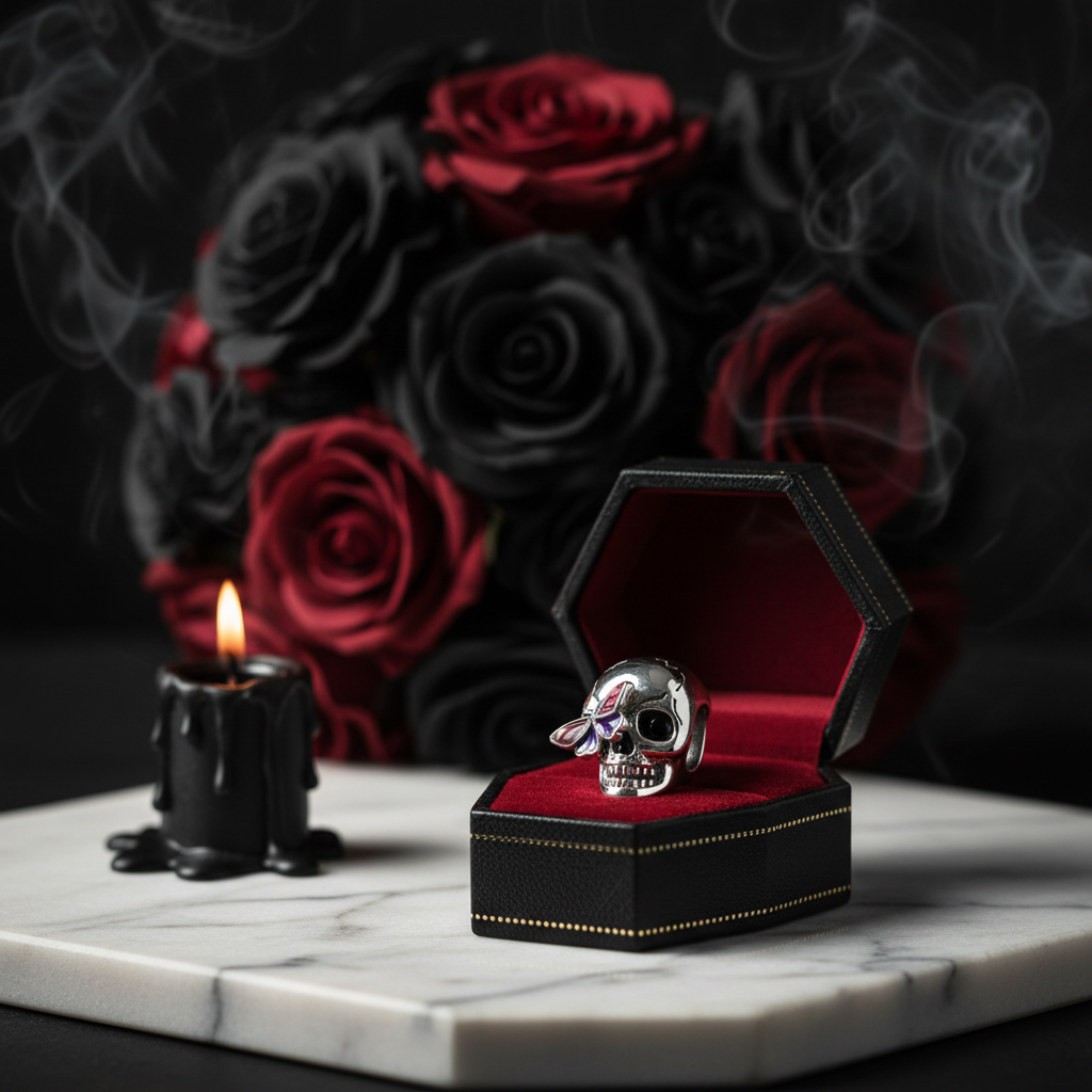 Diablo Skull & Butterfly Charm Bead-Black Diamonds New York