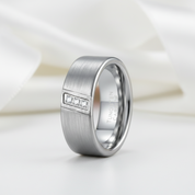 Diagonal Diamond Brushed Men's Tungsten Wedding Band-Black Diamonds New York