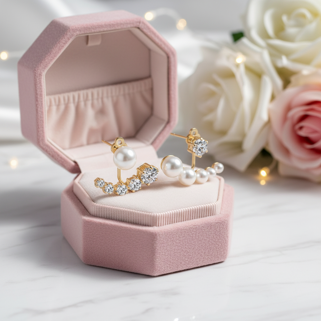 Diamond Asymmetric Detachable Pearl Earrings-Black Diamonds New York