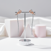 Round Diamond Bow Tassel Temperamental Long Earrings-Black Diamonds New York