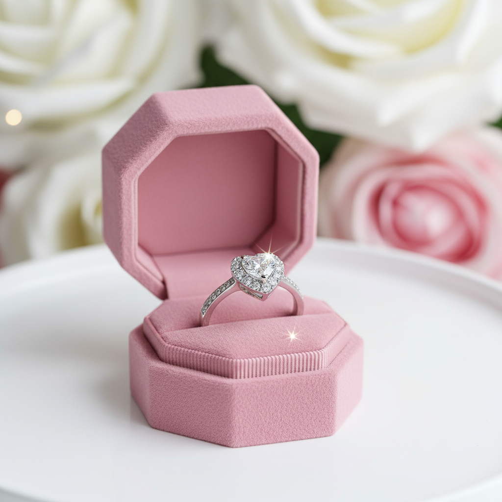 2.0 Ct Double Heart-shaped Diamond Halo Face Ring-Black Diamonds New York