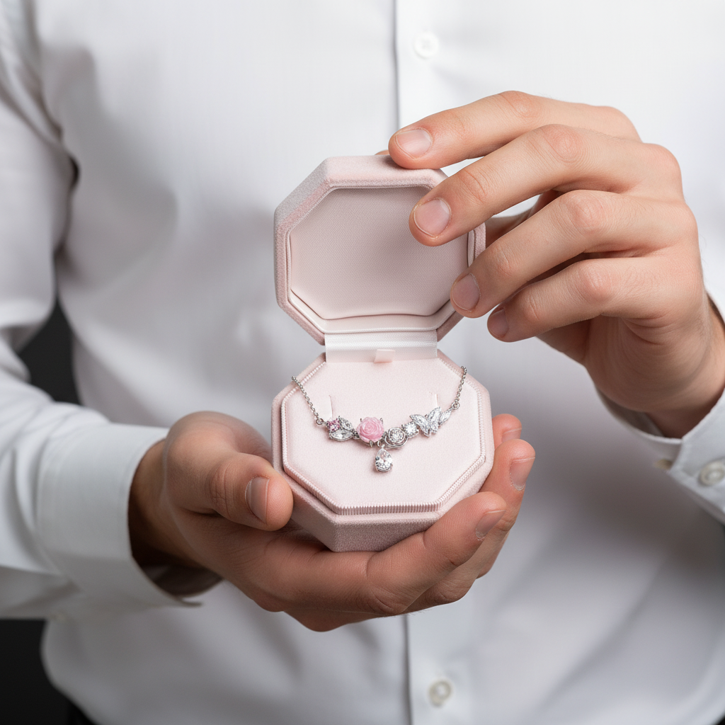 Diamond Necklace with Flower & Butterfly-Black Diamonds New York