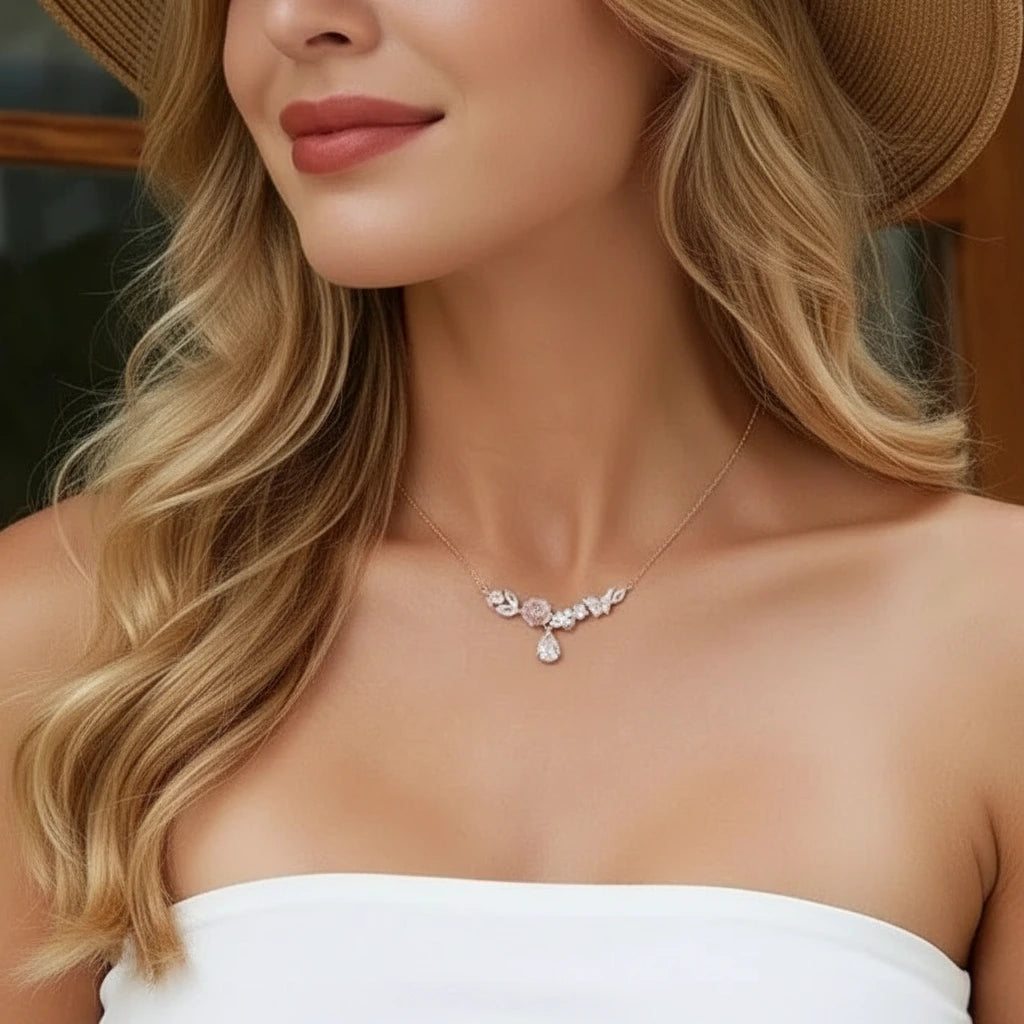 Diamond Necklace with Flower & Butterfly-Black Diamonds New York