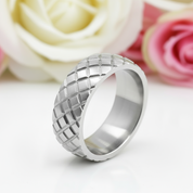 Diamond Pattern Stainless Steel Men's Wedding Band-Black Diamonds New York