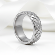 Diamond Pattern Stainless Steel Men's Wedding Band-Black Diamonds New York