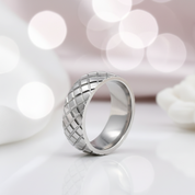 Diamond Pattern Stainless Steel Men's Wedding Band-Black Diamonds New York