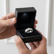 Diamond Pattern Stainless Steel Men's Wedding Band-Black Diamonds New York