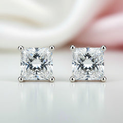 Diamond Option Princess Cut Shiny Earrings