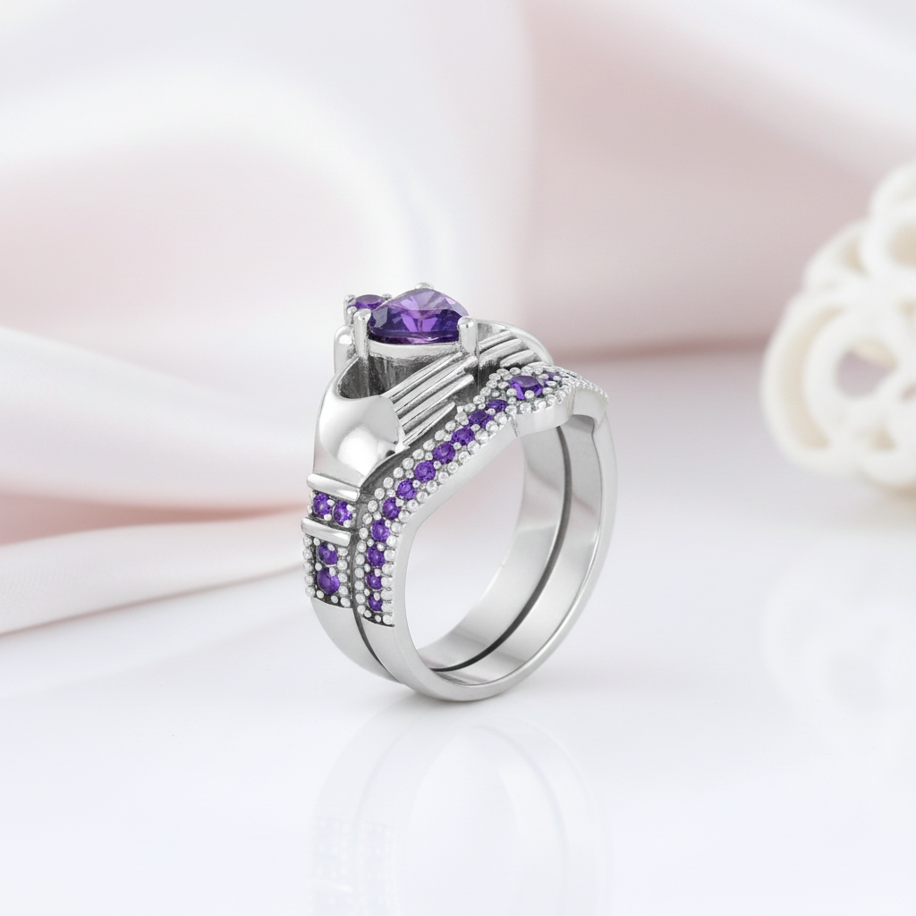 Heart-shaped Purple Diamond Option Love Ring-Black Diamonds New York