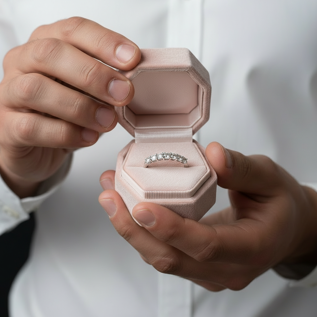 Seven Diamonds Half Eternity Band-Black Diamonds New York