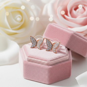 Round Diamond Romantic Elegant Butterfly Design Earrings-Black Diamonds New York