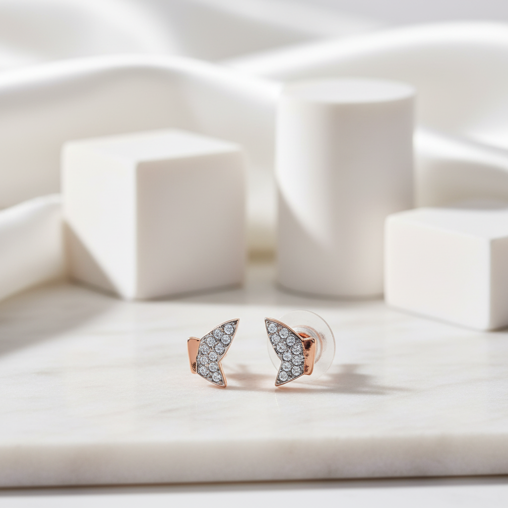 Round Diamond Romantic Elegant Butterfly Design Earrings-Black Diamonds New York