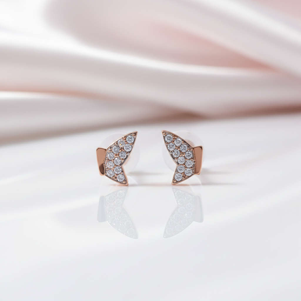 Round Diamond Option Romantic Elegant Butterfly Design Earrings-Black Diamonds New York