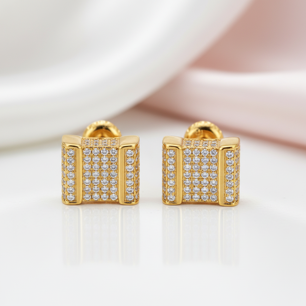 Diamond Option Square Stud Earrings-Black Diamonds New York
