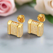 Diamond Square Stud Earrings-Black Diamonds New York