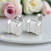 Diamond Square Stud Earrings-Black Diamonds New York