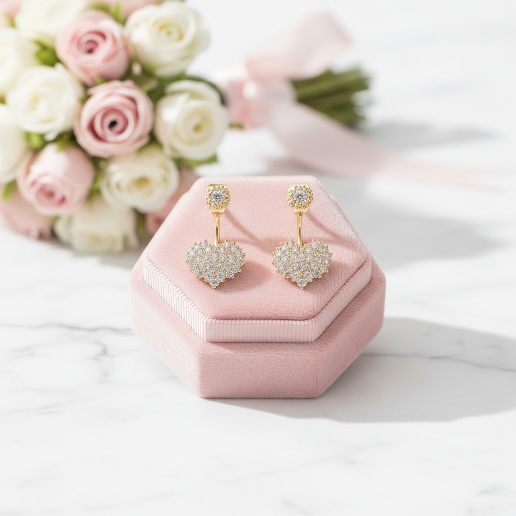 Sweet Heart Diamond Option Earrings-Black Diamonds New York