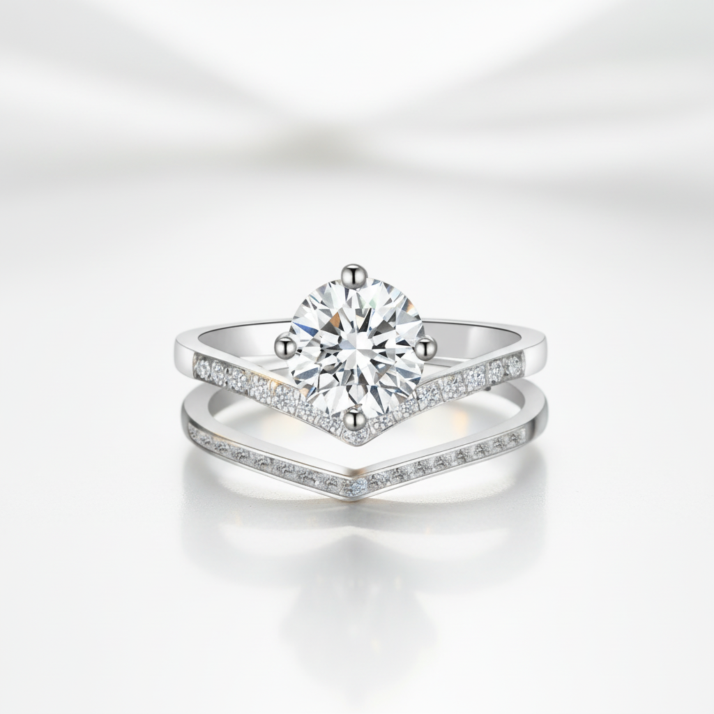 Diamond Option Wishbone Wedding Curved Half Eternity Ring Set-Black Diamonds New York