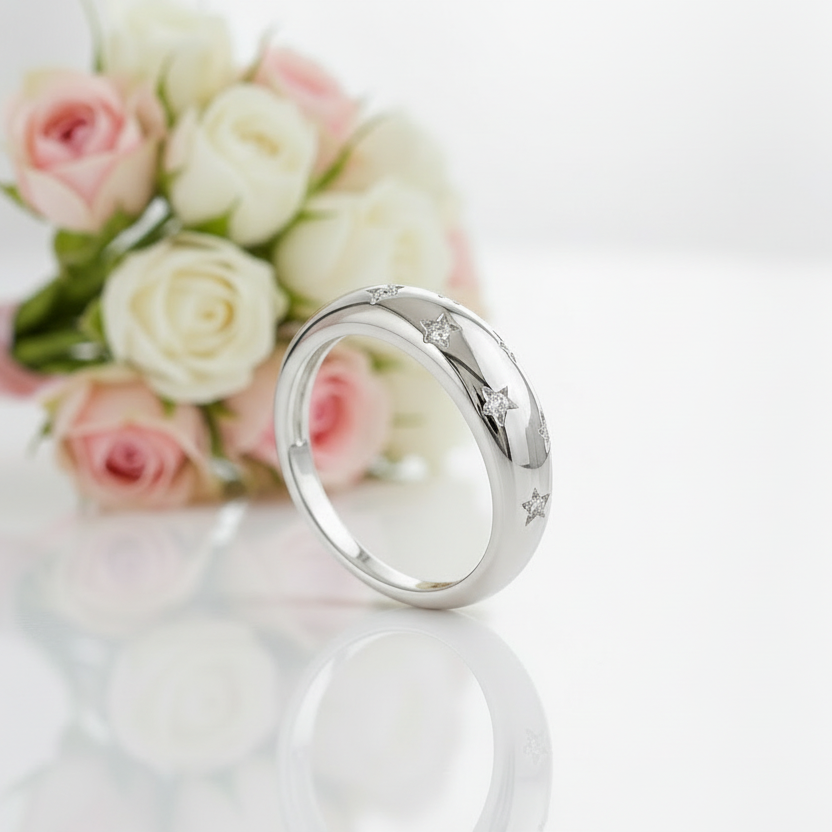 Dome 1.5mm Diamond Option Wedding Band-Black Diamonds New York