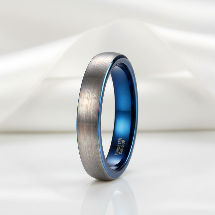 Dome Tungsten Carbide Men's Wedding Band-Black Diamonds New York