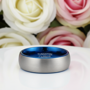 Dome Tungsten Carbide Men's Wedding Band-Black Diamonds New York