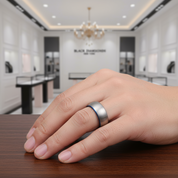 Dome Tungsten Carbide Men's Wedding Band-Black Diamonds New York