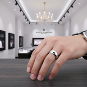 Domed Men's 8mm Tungsten Wedding Band-Black Diamonds New York