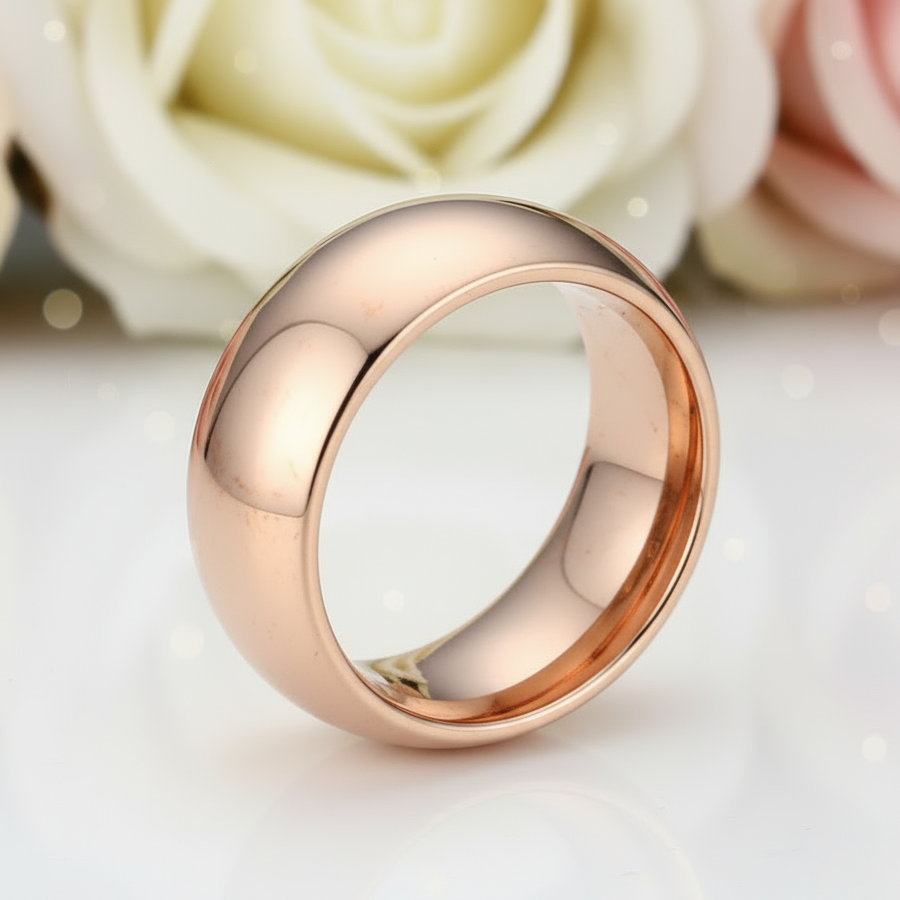 Domed Men's 8mm Tungsten Wedding Band-Black Diamonds New York