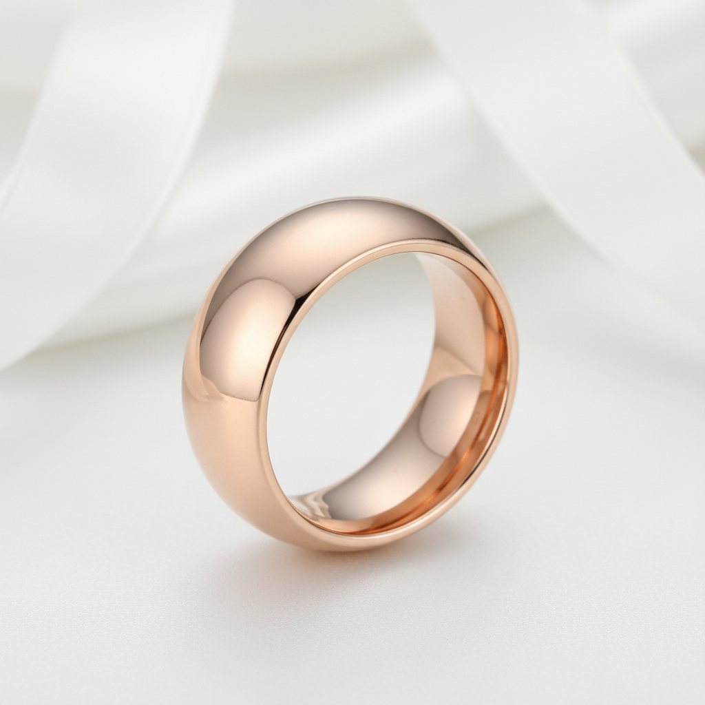 Domed Men's 8mm Tungsten Wedding Band-Black Diamonds New York