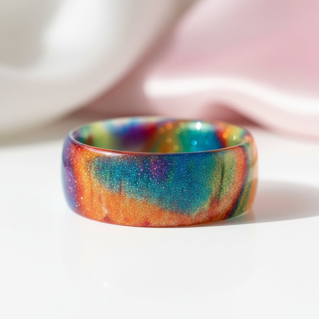 Domed Opal Fidget Women's Wedding Band-Black Diamonds New York