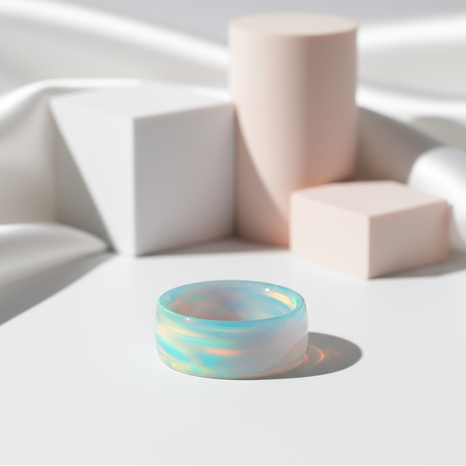 Domed Opal Fidget Women's Wedding Band-Black Diamonds New York