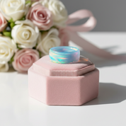 Domed Opal Fidget Women's Wedding Band-Black Diamonds New York