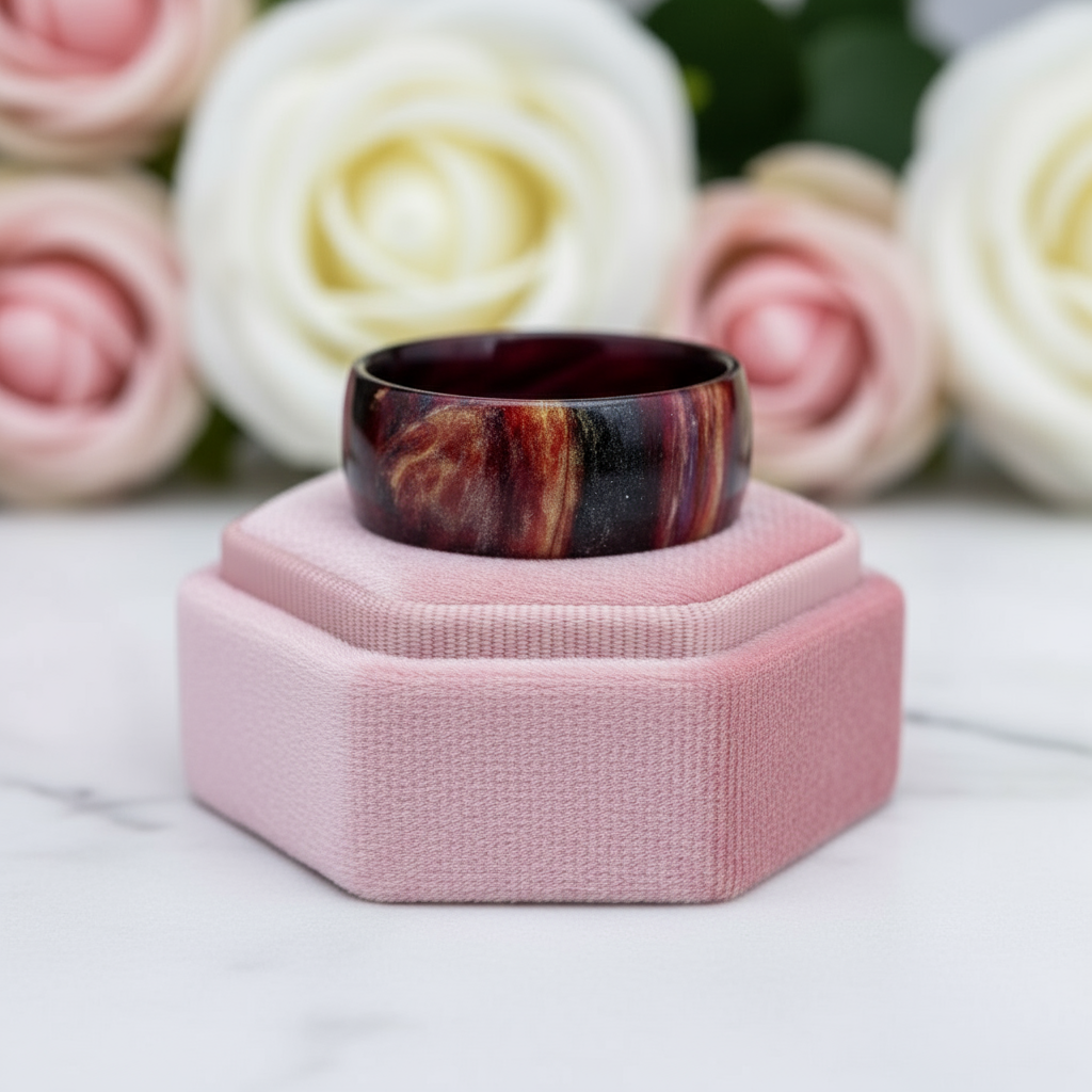 Domed Opal Fidget Women's Wedding Band-Black Diamonds New York