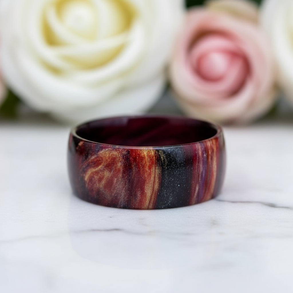 Domed Opal Fidget Women's Wedding Band-Black Diamonds New York