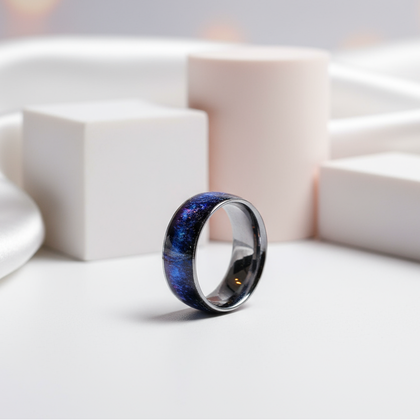 Domed Opal Fidget Women's Wedding Band-Black Diamonds New York