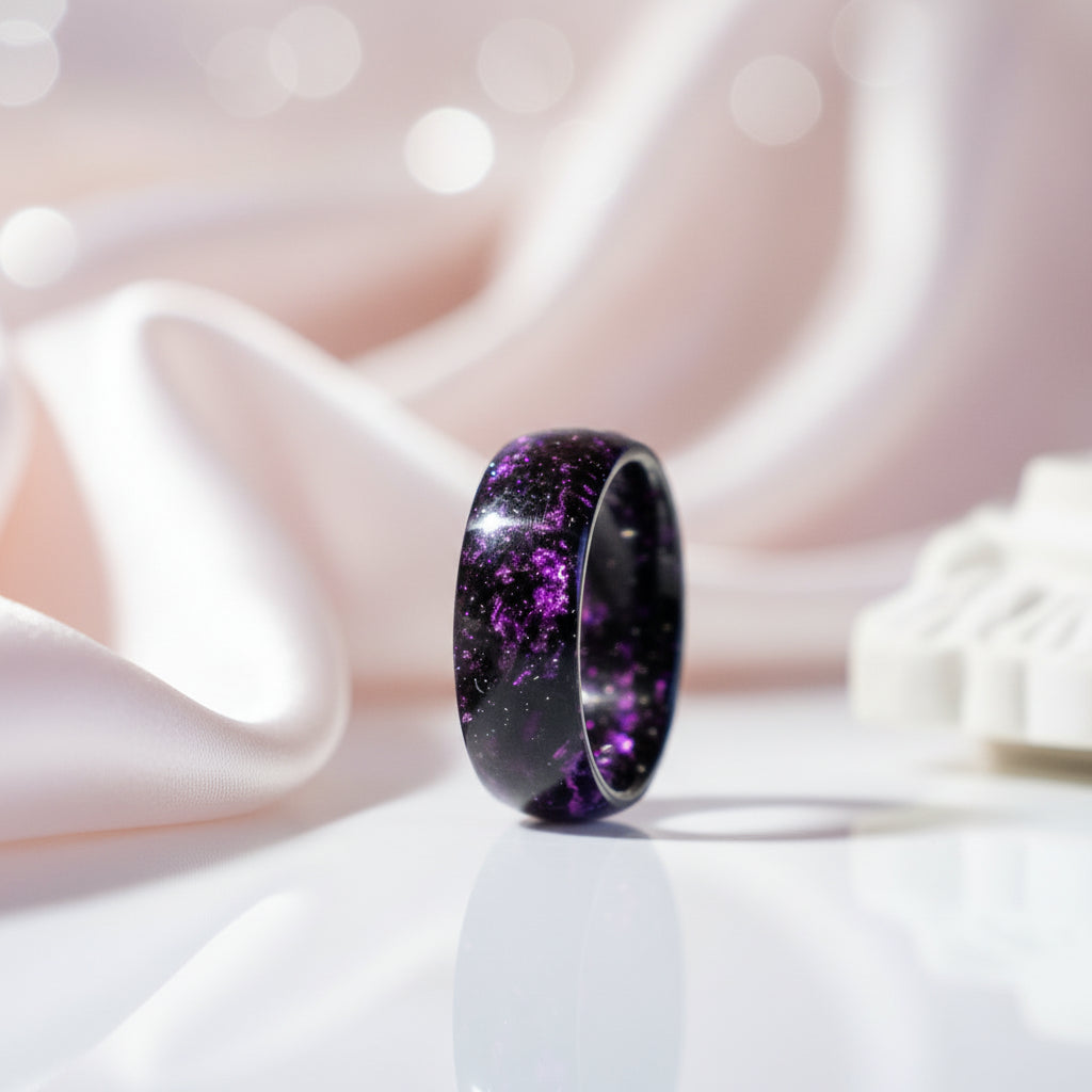 Domed Opal Fidget Women's Wedding Band-Black Diamonds New York