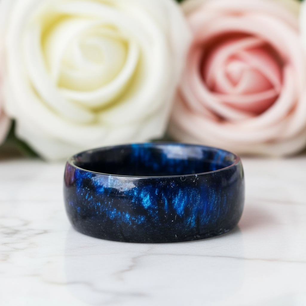 Domed Opal Fidget Women's Wedding Band-Black Diamonds New York