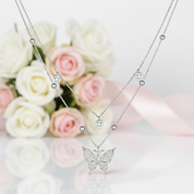 Double-layer Tassel Butterfly Pendant Necklace with Diamond-Black Diamonds New York