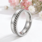 Double Layers Stainless Steel Shell Ring Band-Black Diamonds New York